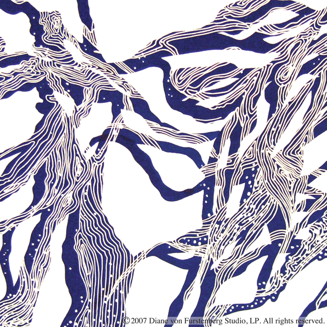  Diane von Furstenberg,  Blue Creature  Print on Cotton 
