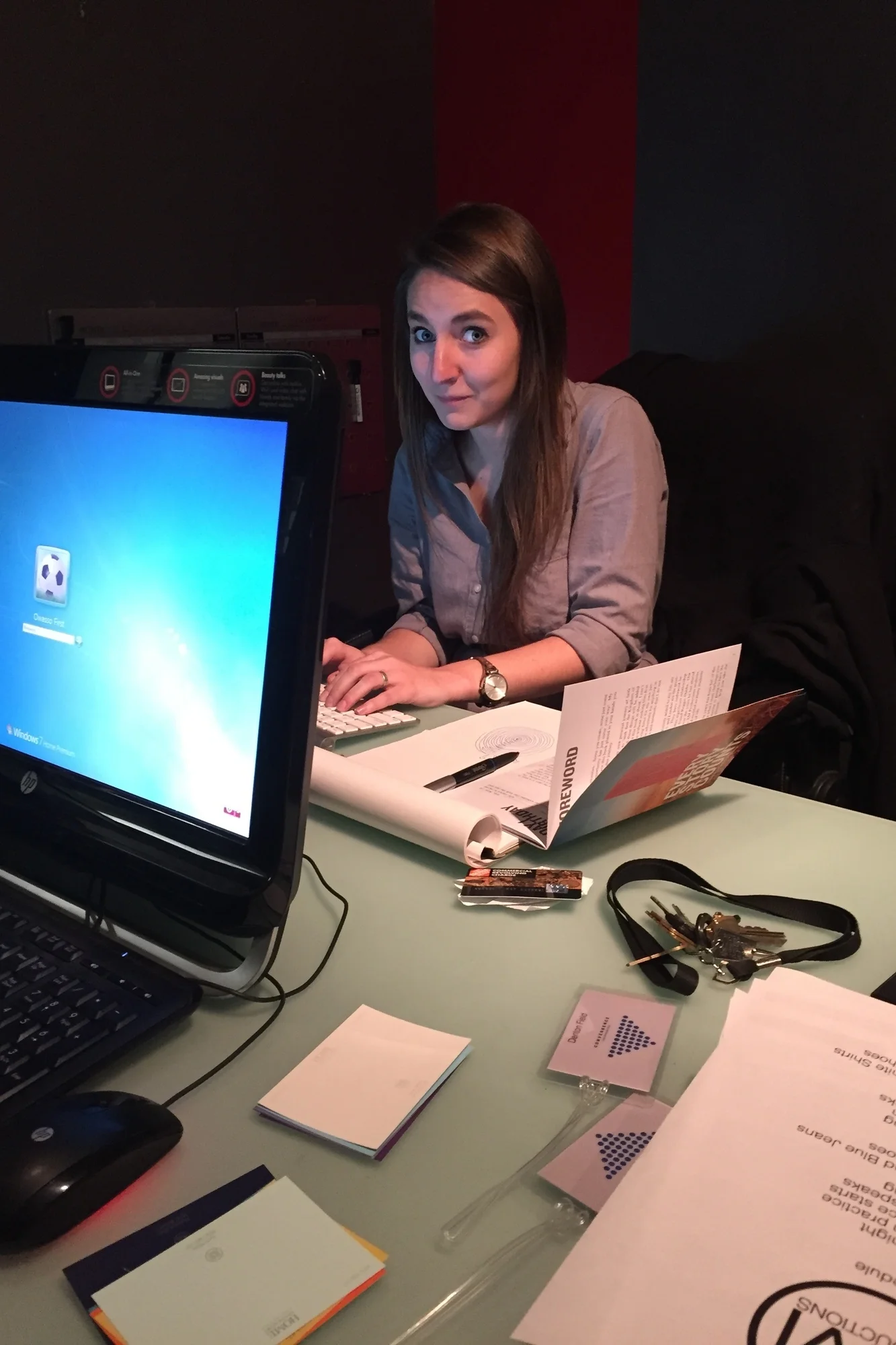 Francyne working on the website.