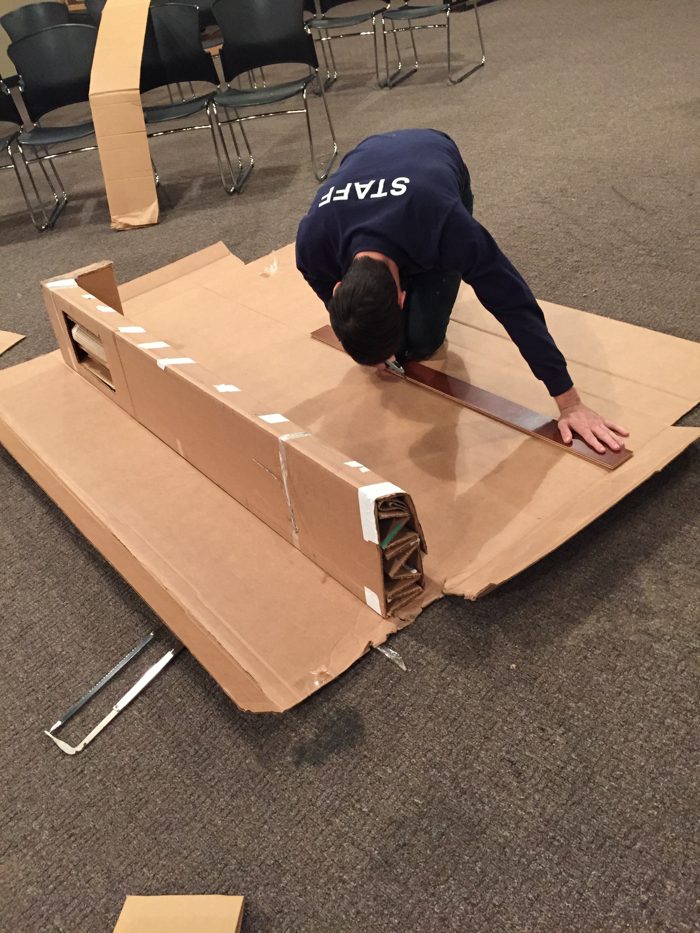 Denton making our Barbie box for the drama!