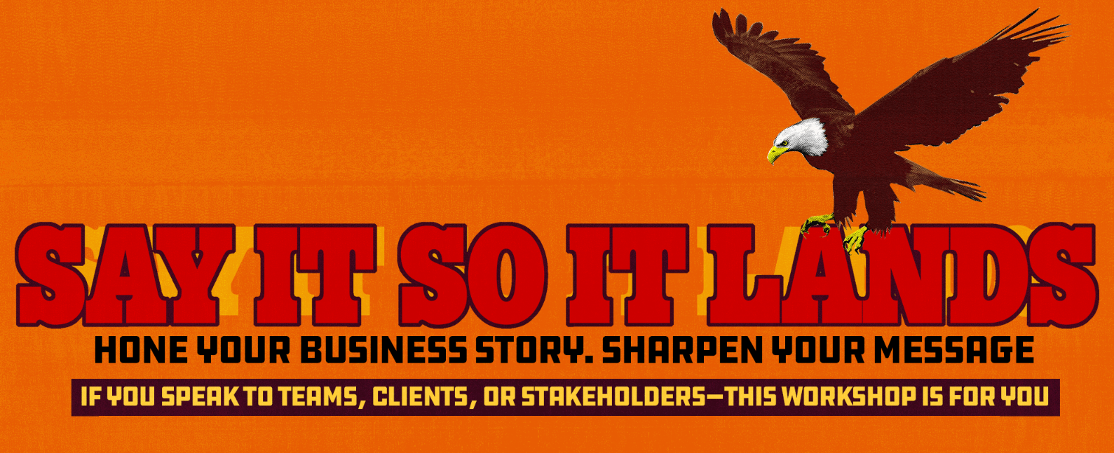 Illustrated eagle artwork for Jeff Simmermon’s Say It So It Lands storytelling workshop.