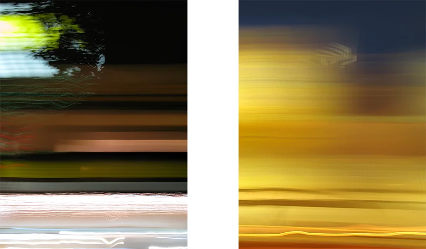 left: 9236 , right: 9392 C-Print each 16"x22" Photographs of building facades taken from the car while driving home from work in San Francisco, CA.