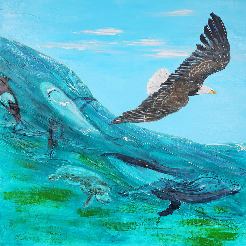 The forth panel. The eagle symbolizes the power of the great spirit and connectedness to the Divine. It has the ability to live in the realm of the spirit and yet remain connected and balanced within the realm of earth.