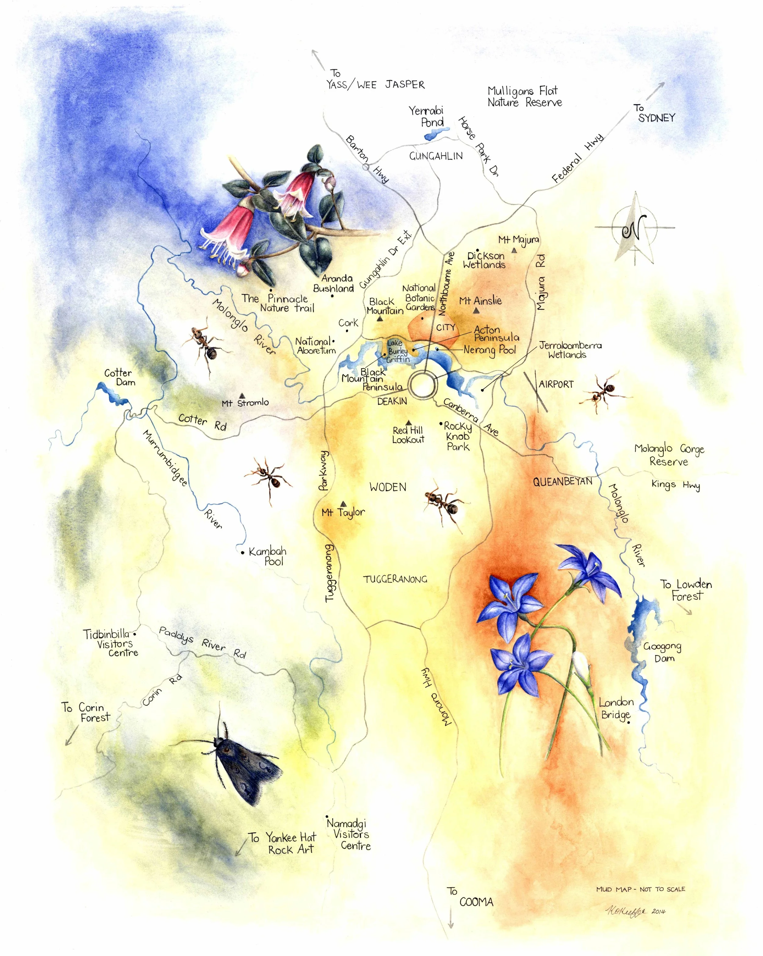Mud Map of Canberra and surrounds.