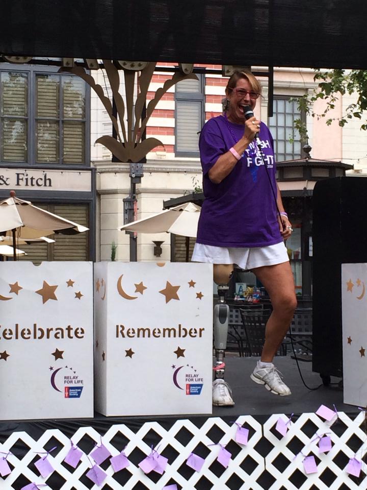 Adrienne Slaughter is the energetic Keynote Speaker at the First Specialty Relay For Life at The Grove/ Miracle Mile on July 22, 2014.