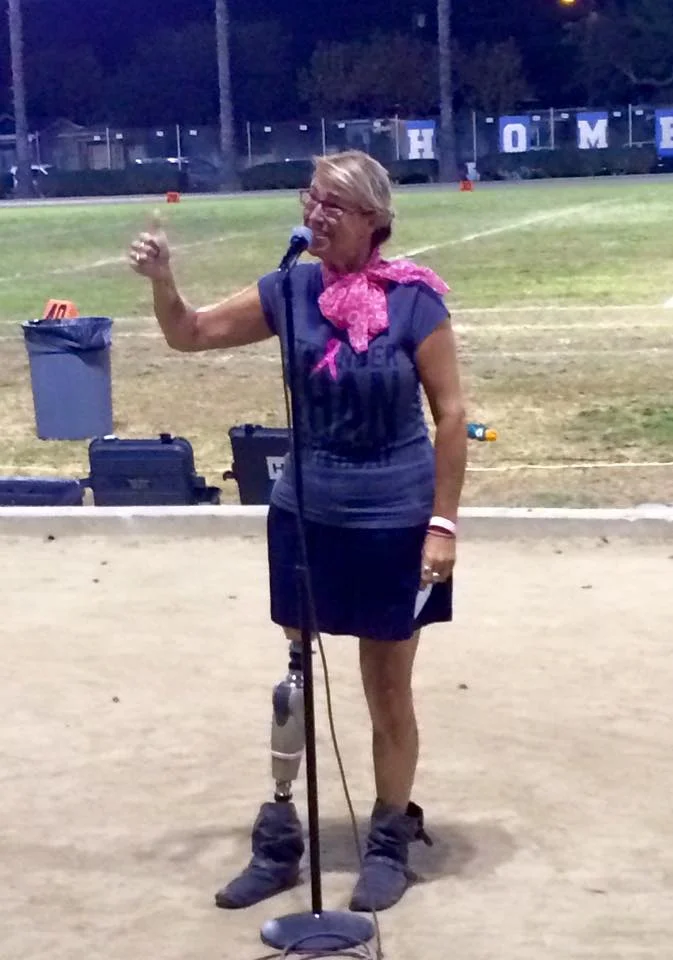 Breast Cancer Survivor Keynote at Half-time Breast Cancer Awareness Month Ceremony at Millikan High School Football Game, Long Beach, CA, on October 2, 2015.