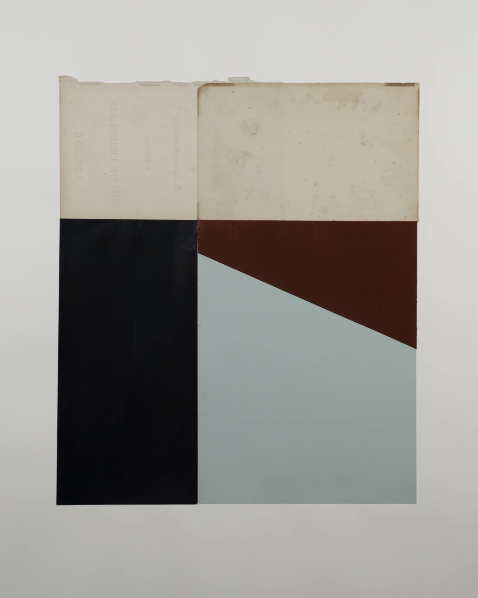 1502 House paint, acrylic paint, vintage paper 15” x 17.5"