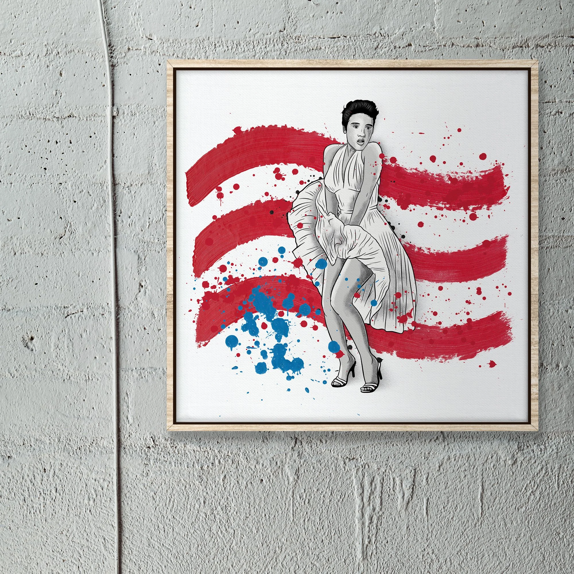 pop art, print, frame, digital art, Marilyn Monroe, Elvis