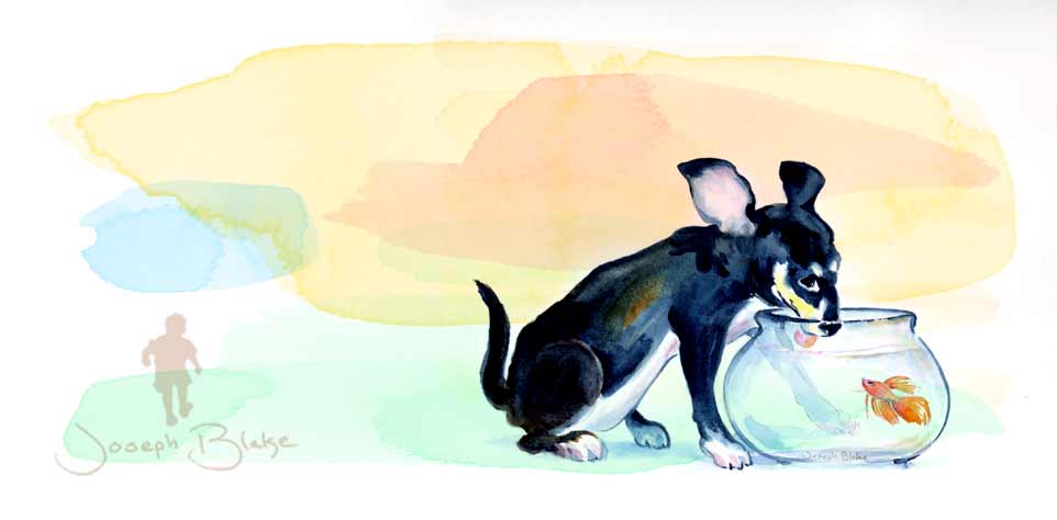 Watercolor Pet portrait by Joseph Blake