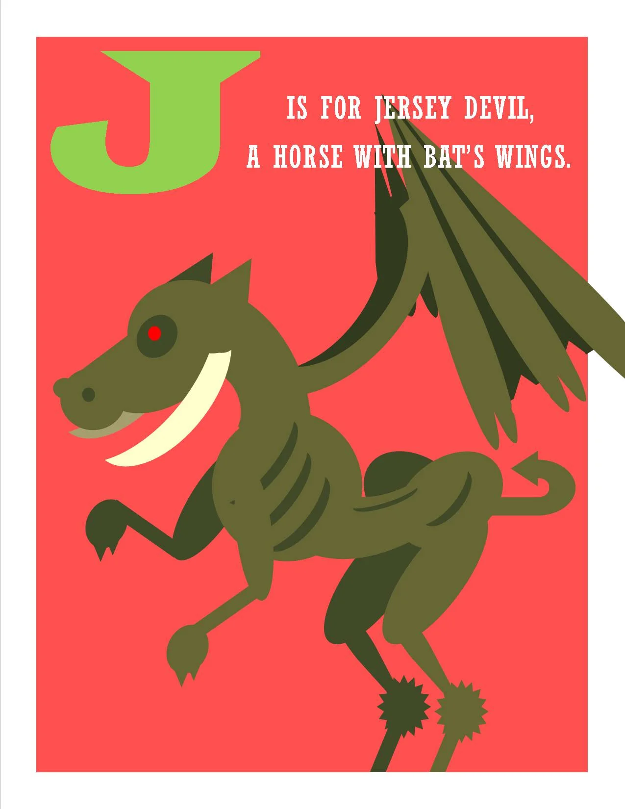 J is for Jersey Devil, a Horse with Bat's Wings