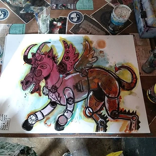 Jersey Devil
2017
Acrylic and ink on paper
#ericdrummondsmith #lowbrowart #lowbrow #neoexpressionism #popsurrealism #popart #expressionism #popfolkart #jerseydevil #devil #abingdonva #acrylicpainting #newjersey