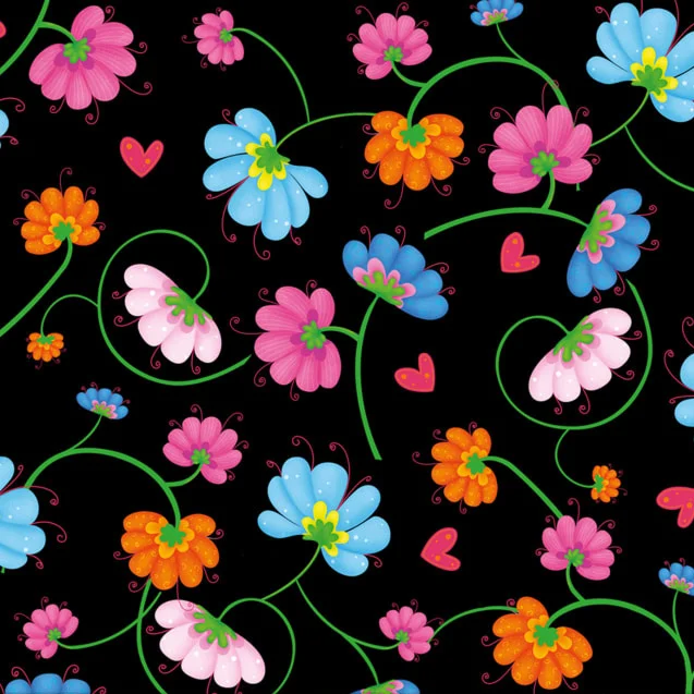 Busy Bee Flowers in Black
