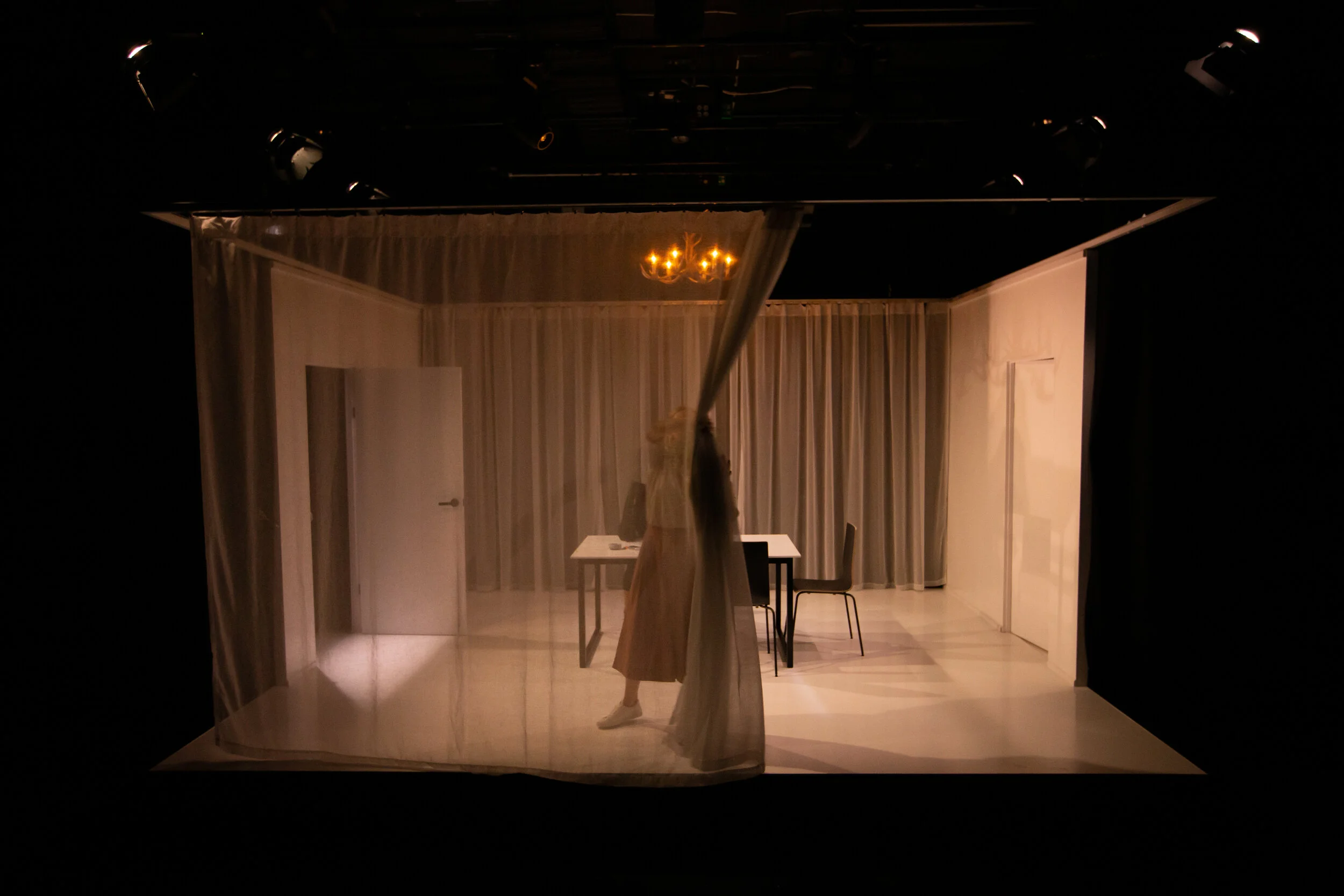  ELEKTRA/ORESTES  by Jada Alberts &amp; Anne-Louise Sarks  Metro Arts, Brisbane, 2021  Director  Heather Fairbairn  Designer  Sarah Winter  Lighting Designer  Christine Felmingham  Composer &amp; Sound Designer  Julian Starr   with Violette Ayad, Car