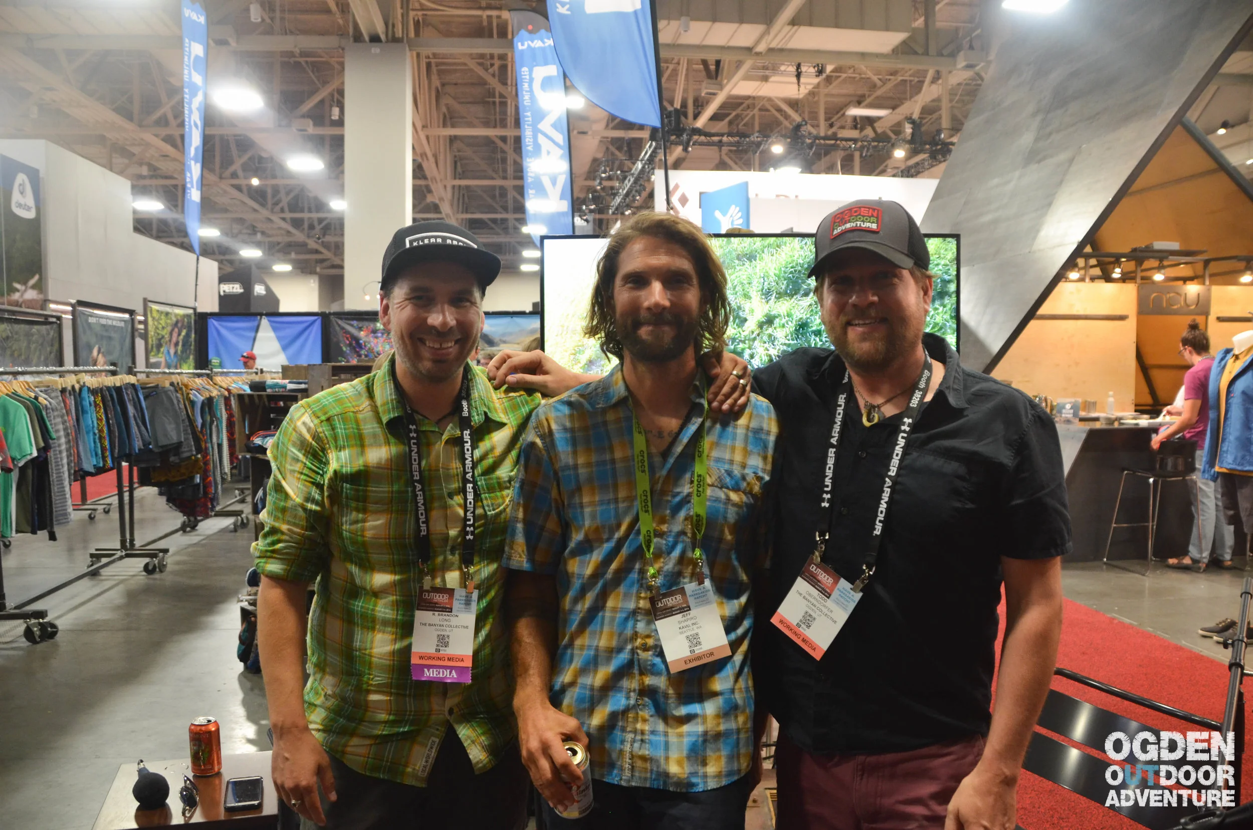 Left to right: R. Brandon Long - OOA Show Host, Jeff Shapiro - KAVU Athlete, Todd to the Top - OOA Show Co-Host