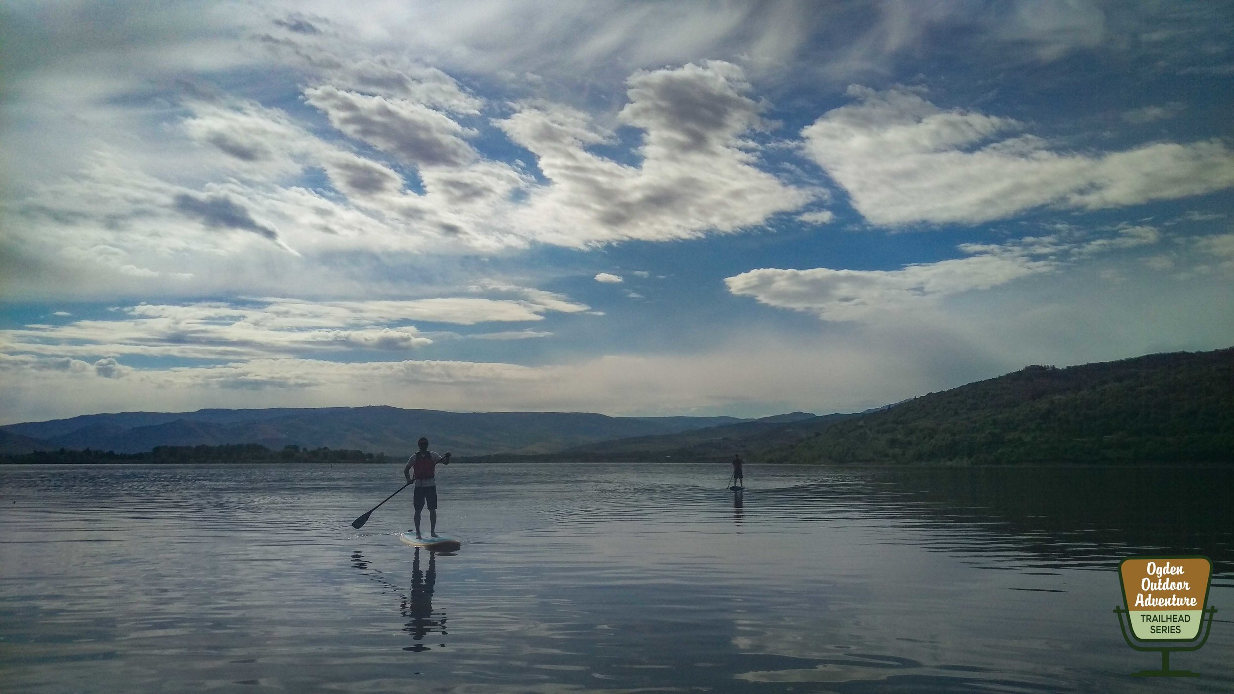 J.T. Robinson (foreground) and Todd to the Top (background) SUP'ing Pineview Reservoir