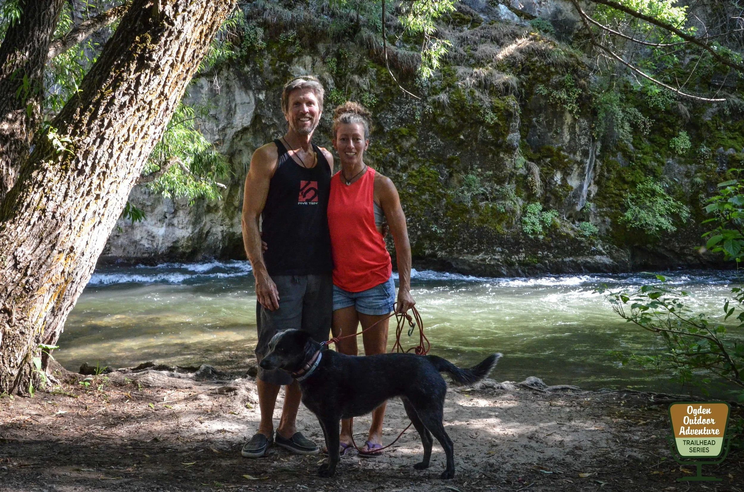 Chuck, Maggie & Lola Odette down by the river in Logan Canyon. 