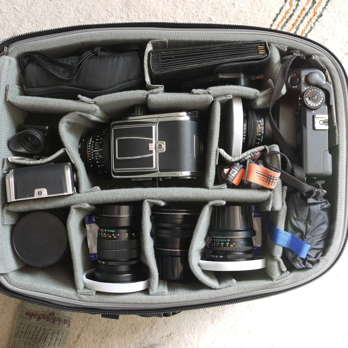 This is a typical look at what's inside my Airport International trolley bag.