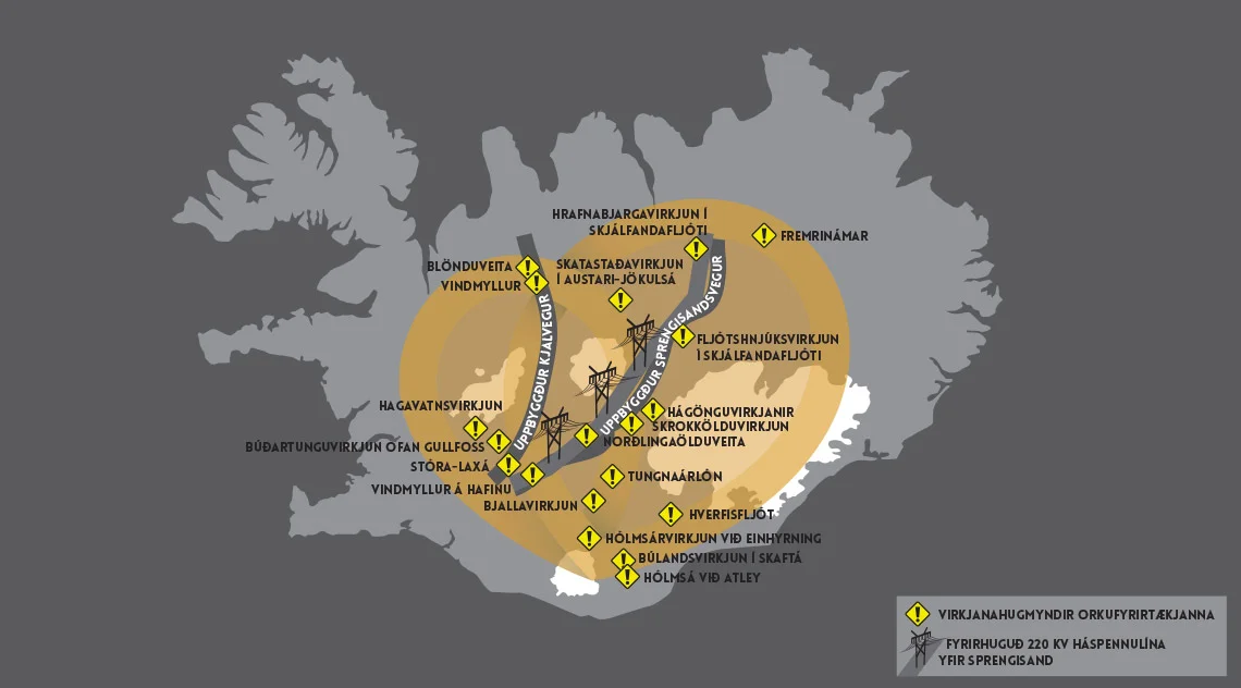 The yellow areas are the central highland region, and the grey and yellow I believe, show where the proposed areas of development such as power plants and power lines.