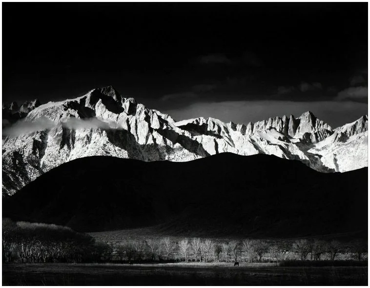 'Winter sunrise from lone pine', the achingly beautiful image with wondrous print interpretation by Ansel Adams Image © Ansel Adams