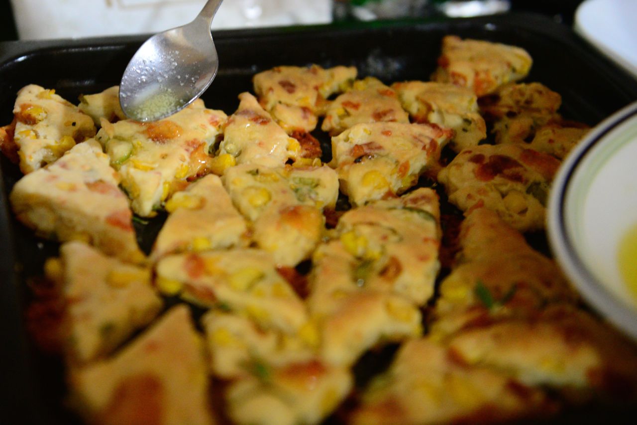 Drizzle some melted butter on the hot scones