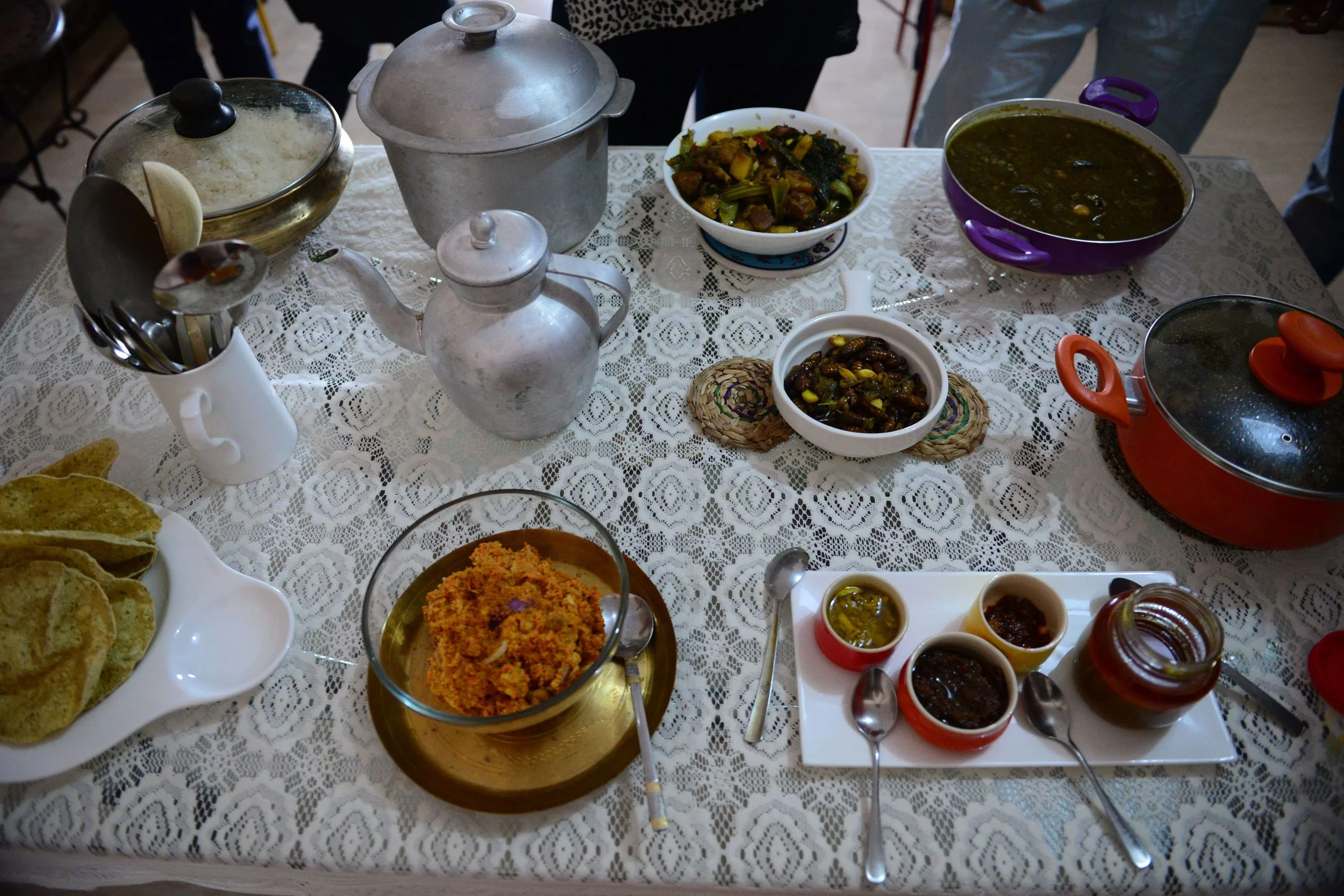 The unique food table setting