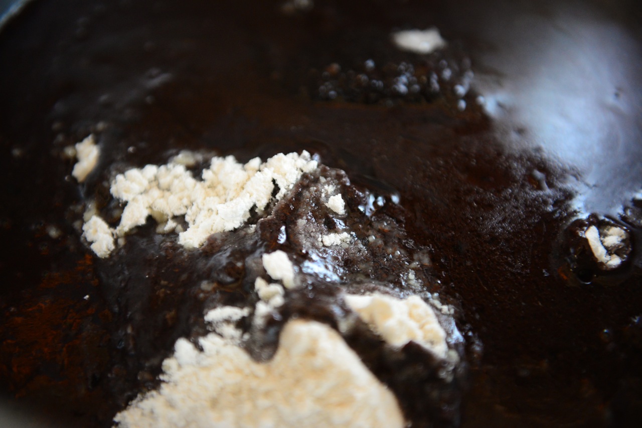 Slowly stir in the chocolate mixture