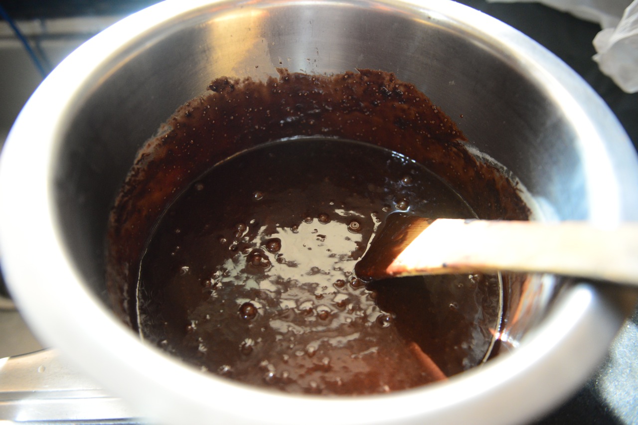 Mix the batter well and let it sit for a few minutes. Try not to lick it all up. Though cleaning the sides of the bowl is completely acceptable.