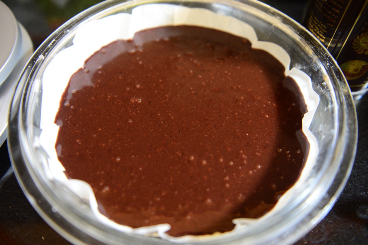 Fill the bowls with batter. So amazing. here is where you get a heady rush and u want to just bathe in the chocolate batter.