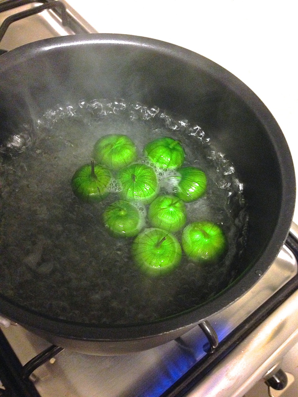 They almost look like green apples bobbing.