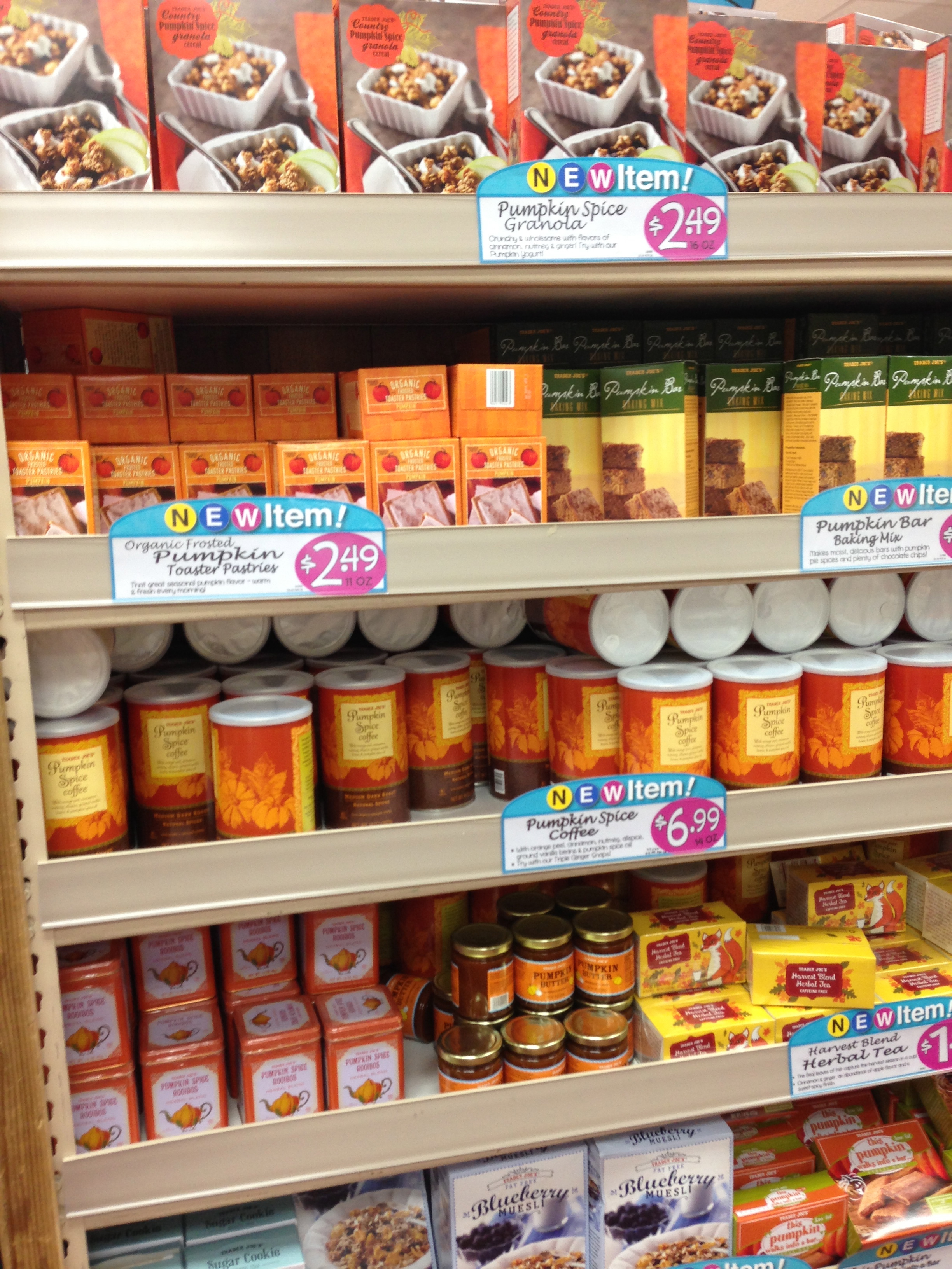 I love you TJ's- no shame in putting up 8 pumpkin items on one shelf.