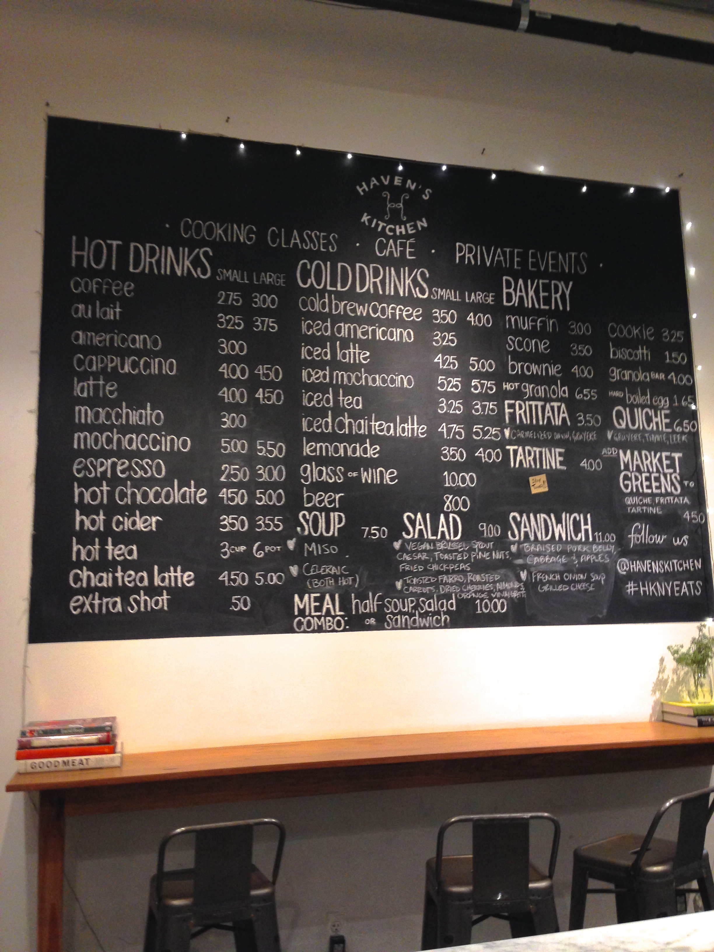 Cafe menu- the iced chai was delicious!