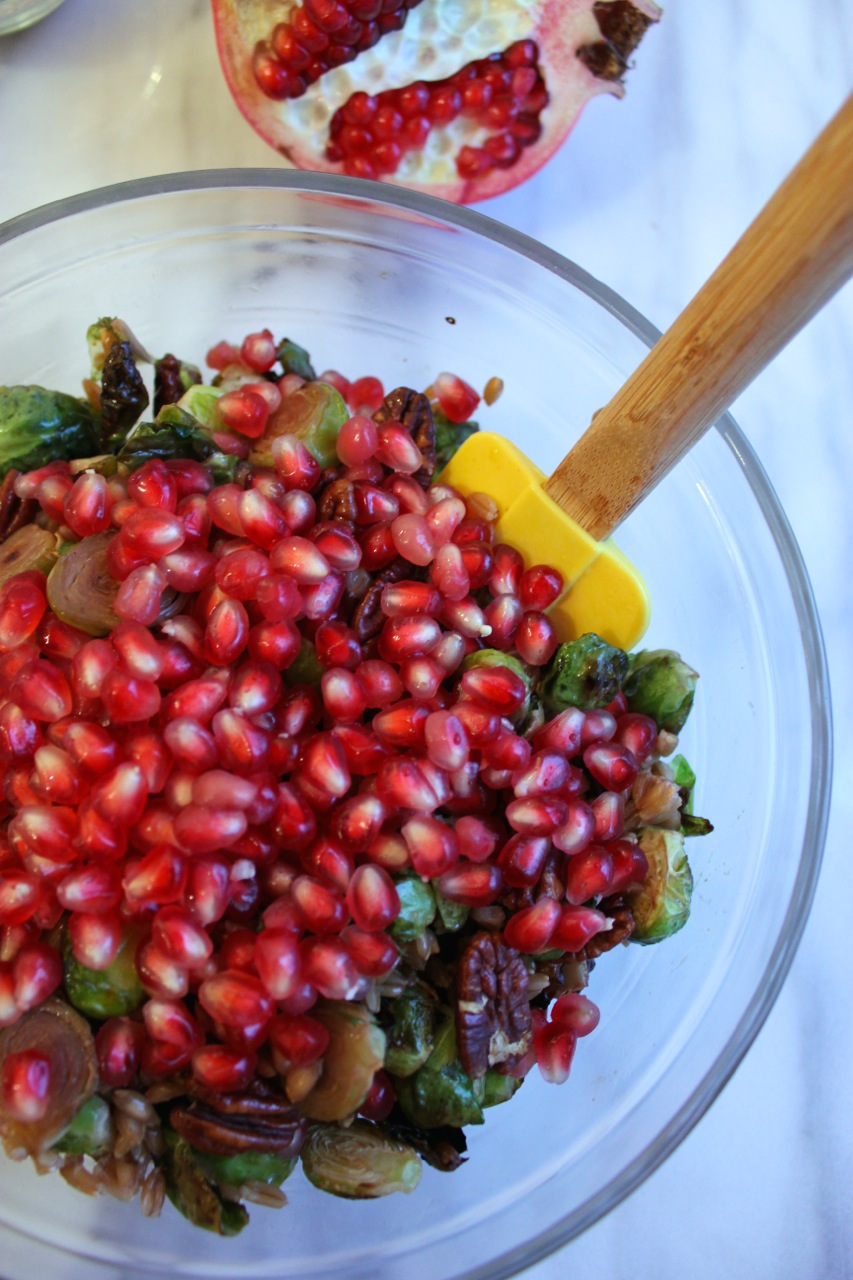 Roasted Brussel Sprouts w:Pomegranate, Feta, and Farro | Living Minnaly11.jpg