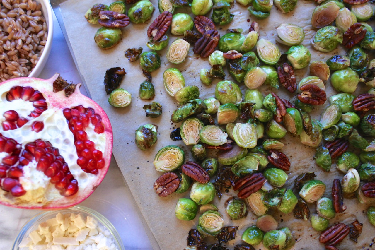 Roasted Brussel Sprouts w:Pomegranate, Feta, and Farro | Living Minnaly10.jpg