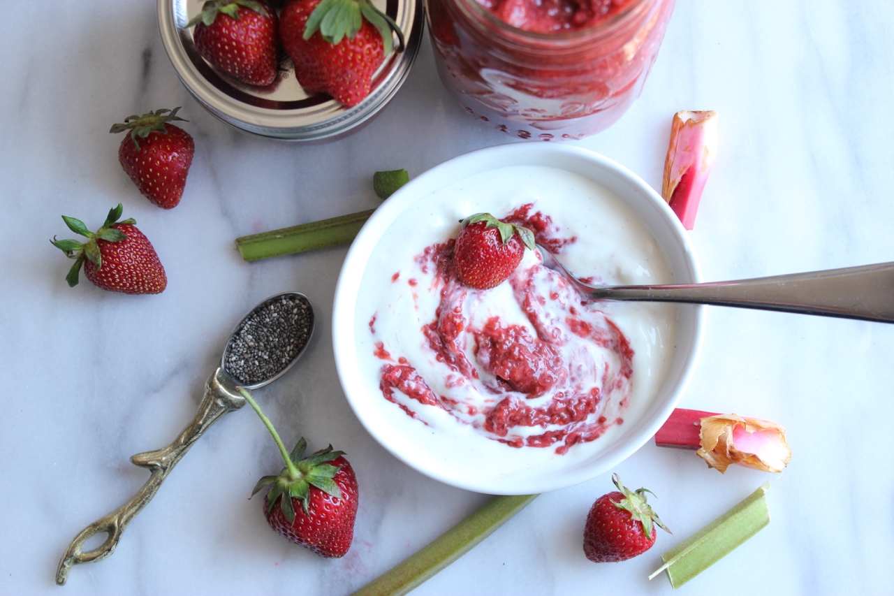 Jam swirled in Greek Yogurt