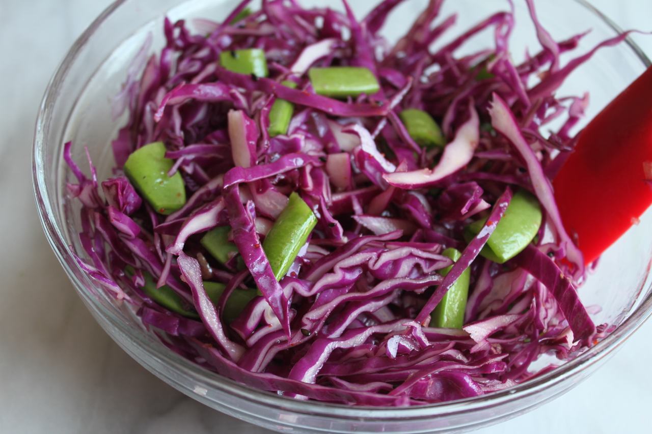 Purple Cabbage & Sugar Snap Pea Salad w:Sesame-Shallot Vinaigrette | Living Minnaly07.jpg