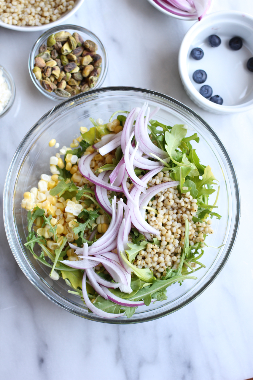 Summer Sorghum Arugula Salad w:Blueberry Balsamic Dressing | Living Minnaly07.jpg