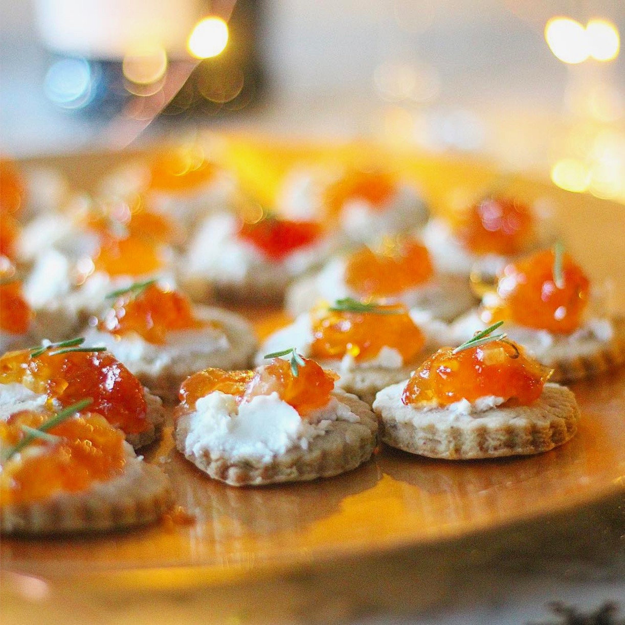 Savory Bites w:Goat Cheese and Jam Lab Blood Orange Rosemary Jam.jpg