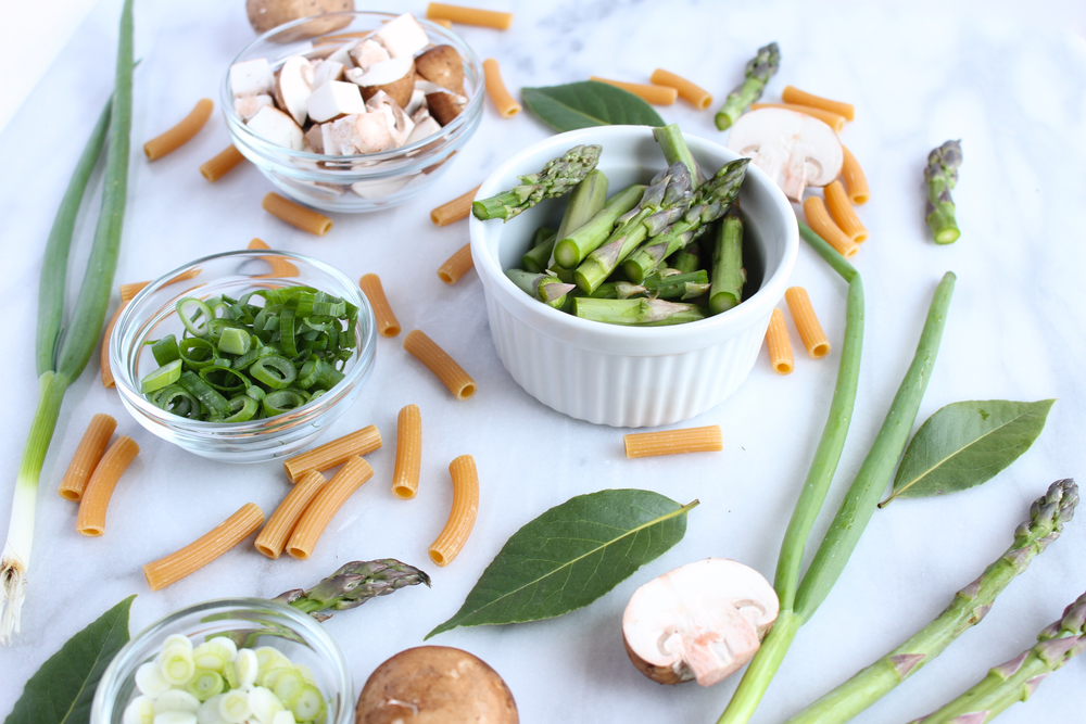 Bay Leaf Brown Butter Penne w Asparagus Pancetta Mushrooms