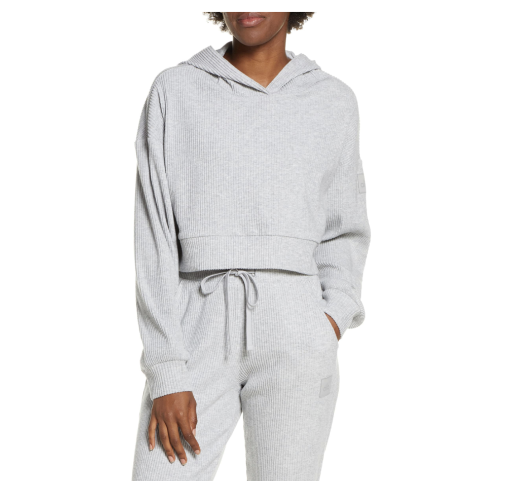 ALO Ribbed Crop Hoodie-- $88