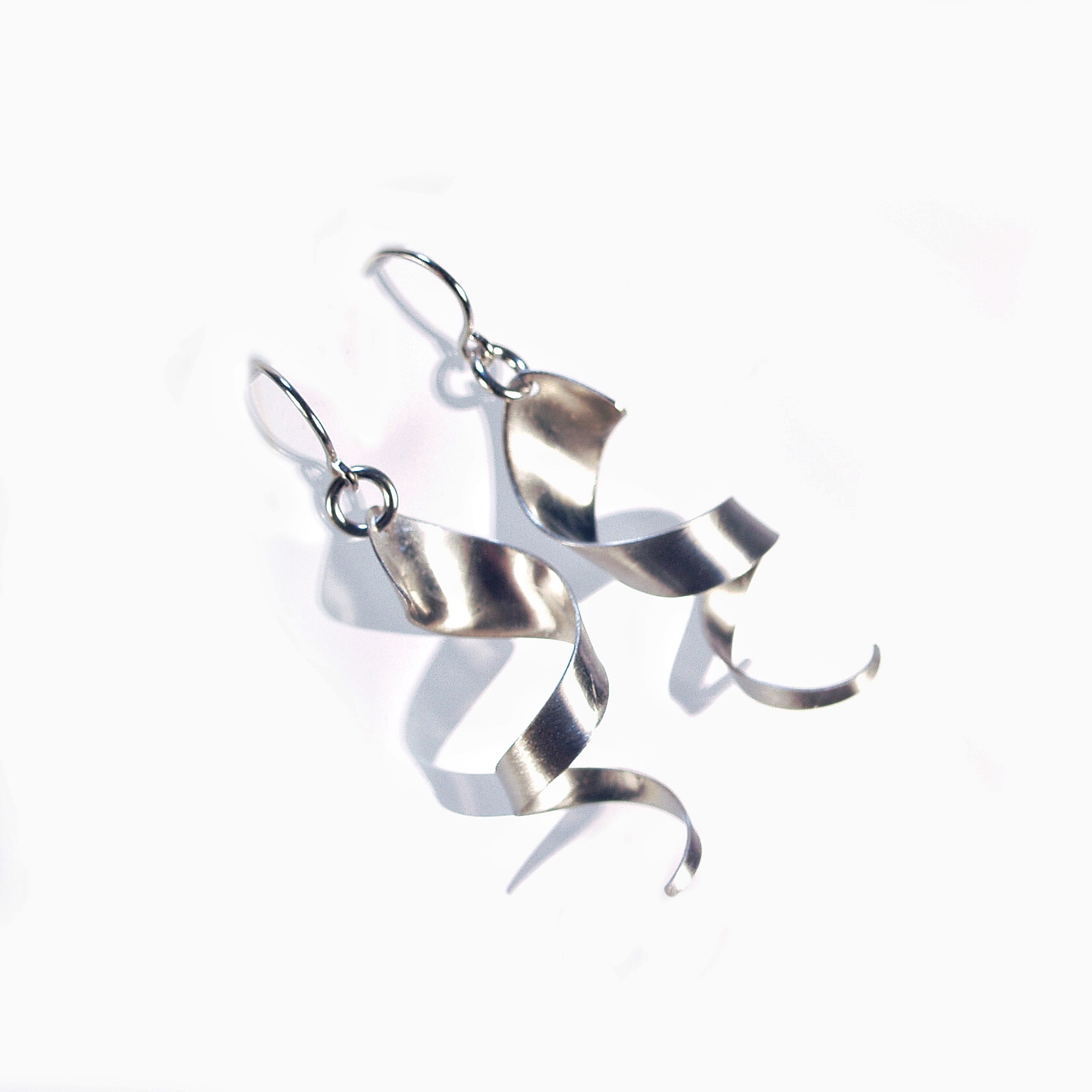 wind spiral dangle earrings in sterling silver