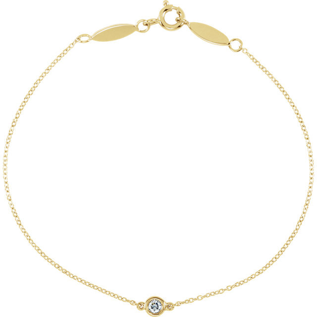 single diamond bracelet in fourteen karat gold