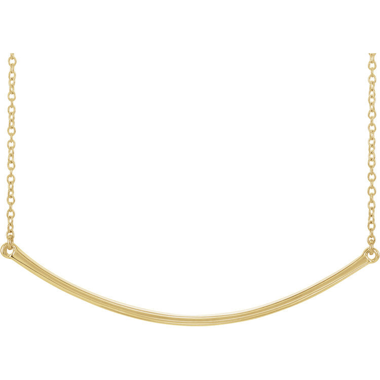 curved bar necklace in fourteen karat gold