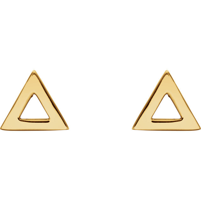 triangle ear-stud in fourteen karat gold