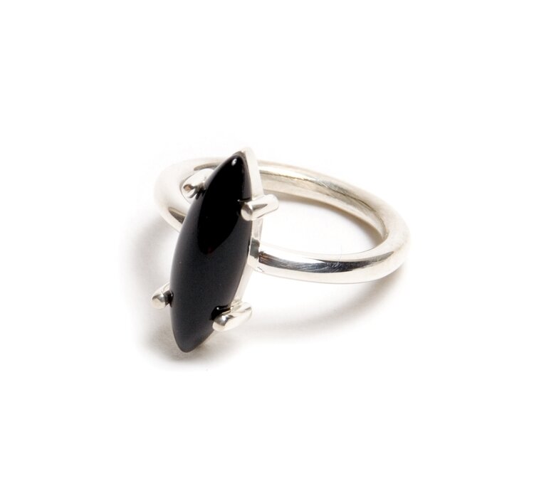 marquise black onyx ring in sterling