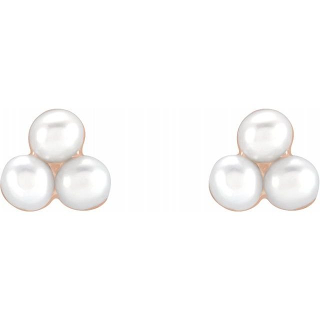 9ct Garnet & Cultured Pearl Cluster Earrings