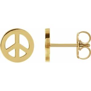 tiny peace symbol ear-stud earrings in fourteen karat yellow