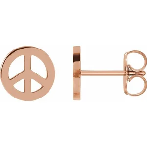 tiny peace symbol ear-stud earrings in fourteen karat yellow