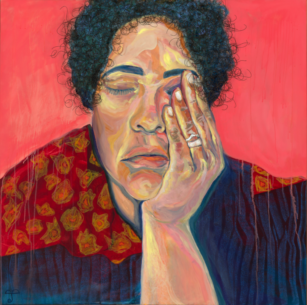 2025, 2025, Acrylic, Chalk Pastel & Wire on Canvas, 48.5" x 48.5"