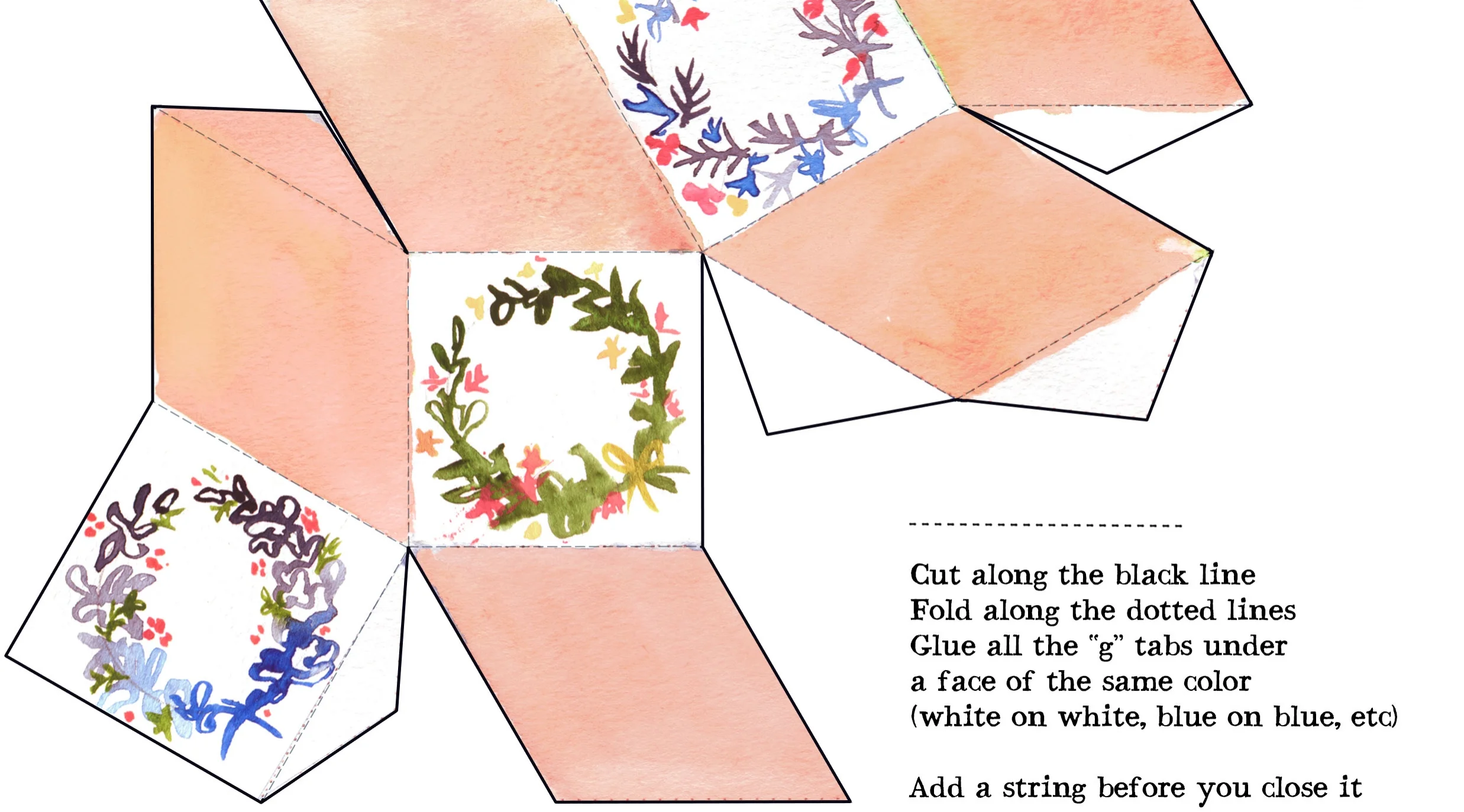 A watercolor ornament