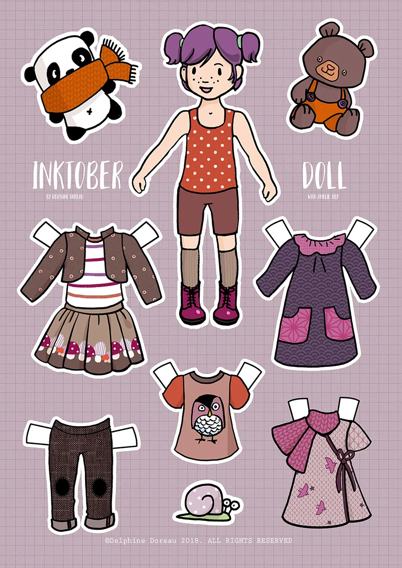 Inktober paper doll