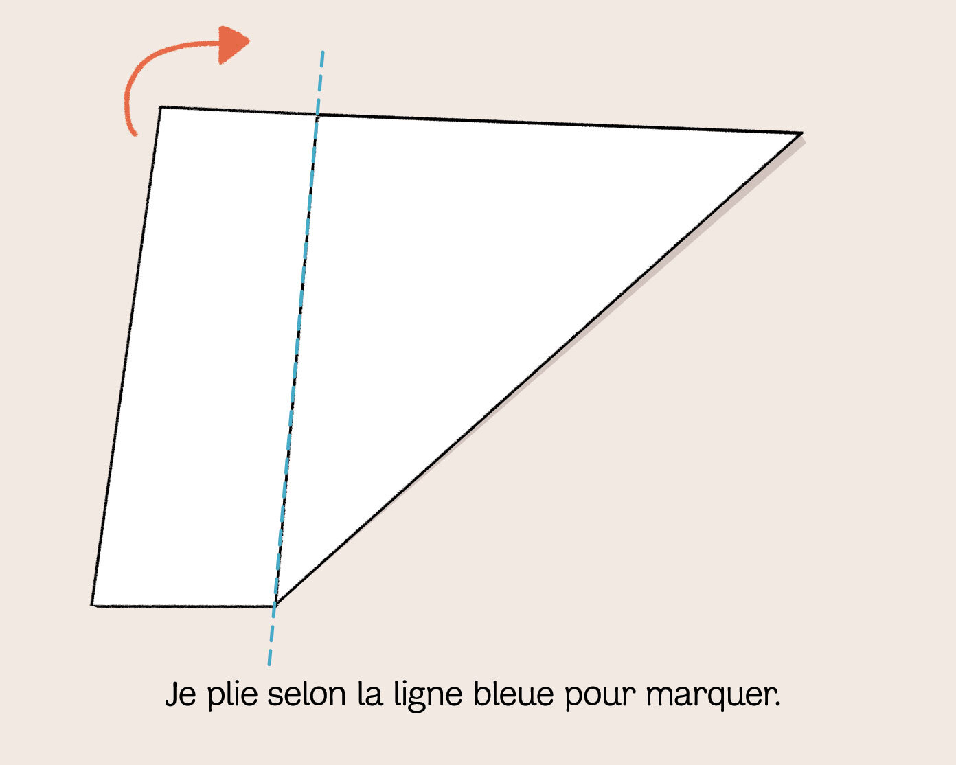 I fold along the blue ligne to mark it.